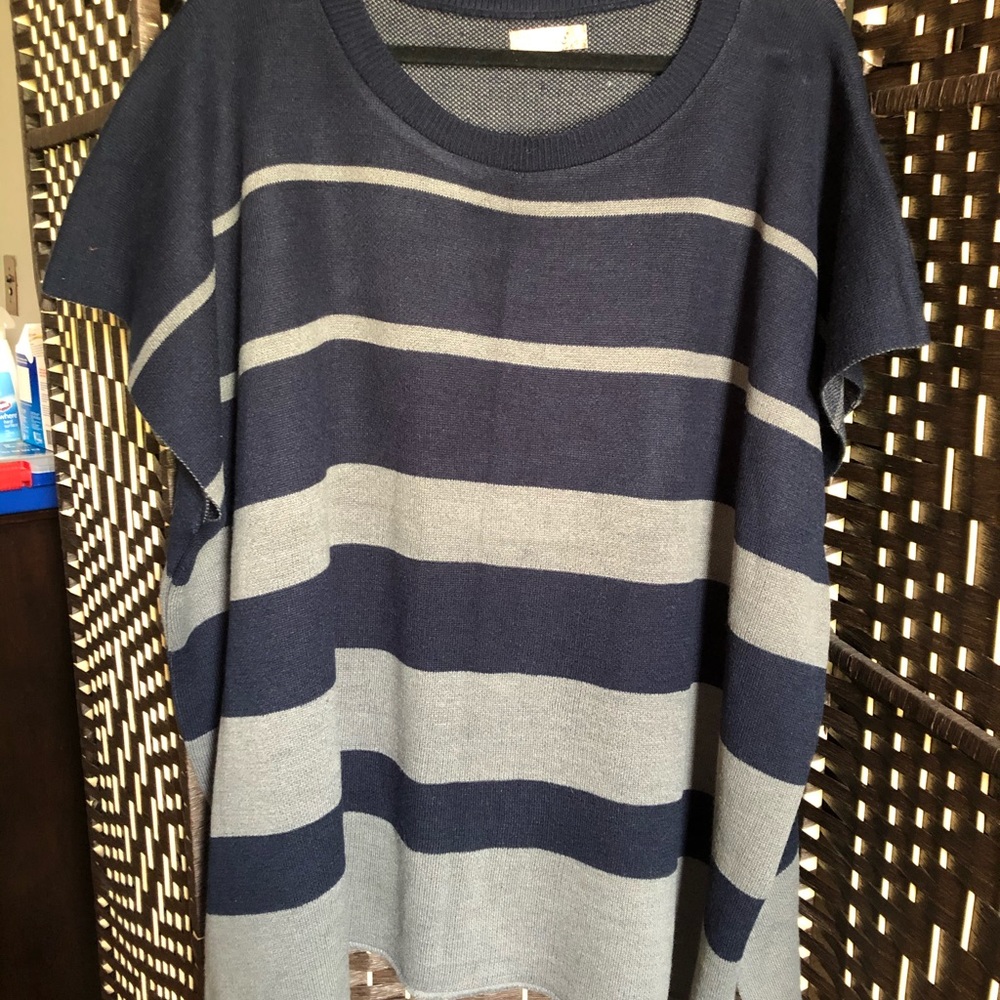 Striped Sweater Tunic - Blue